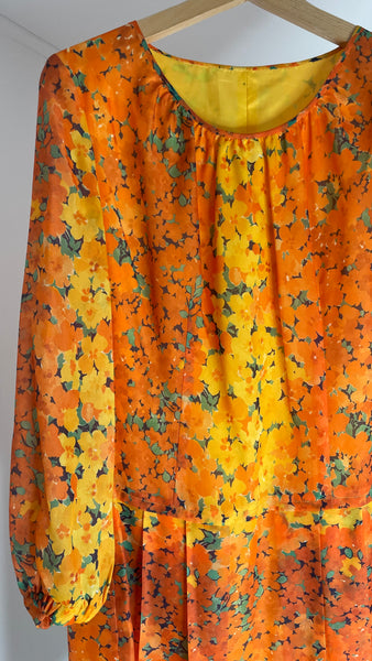 Orange Flowers Dress L