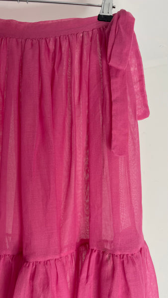 Sheer Fuchsia Tie Skirt M