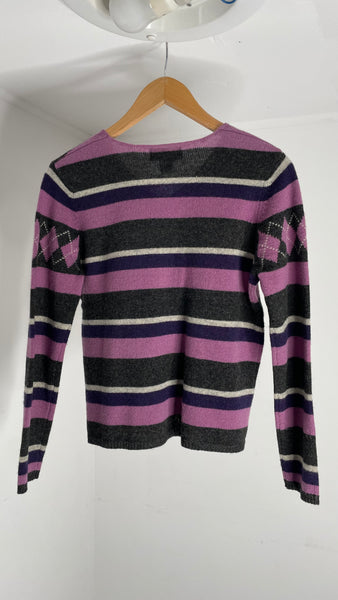 Purple Grey Wool Sweater S