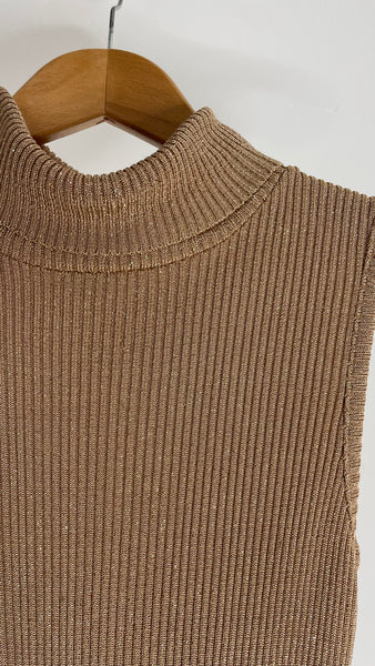 Gold Knit Turtle Sweater S