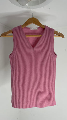 Pink Ribbed Tank S