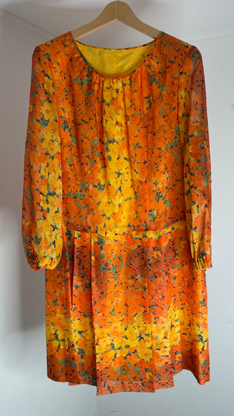 Orange Flowers Dress L