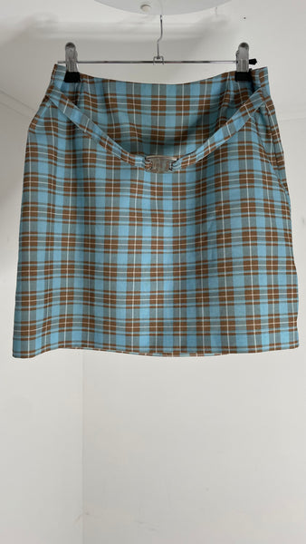 Plaid Belt Skirt M