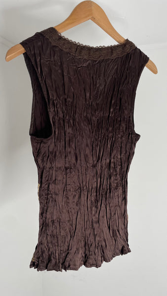 Brown Silk Flowers Top S