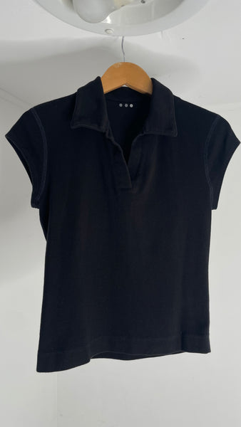 Black V Polo Top S