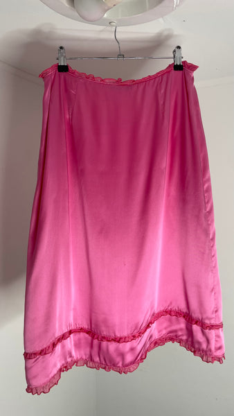 Pink Frill Silk Skirt IT46