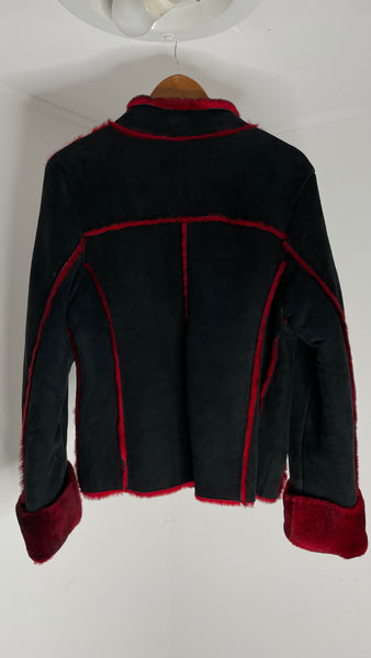 Black Red Shearling Jacket IT42