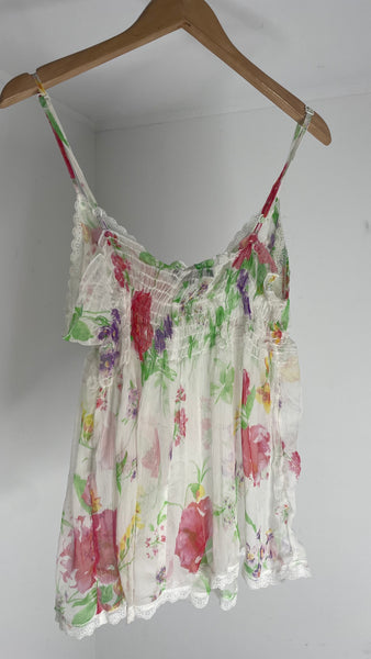 Floral Silk Slip Top L