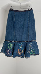 Bead Denim Skirt M