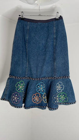 Bead Denim Skirt M