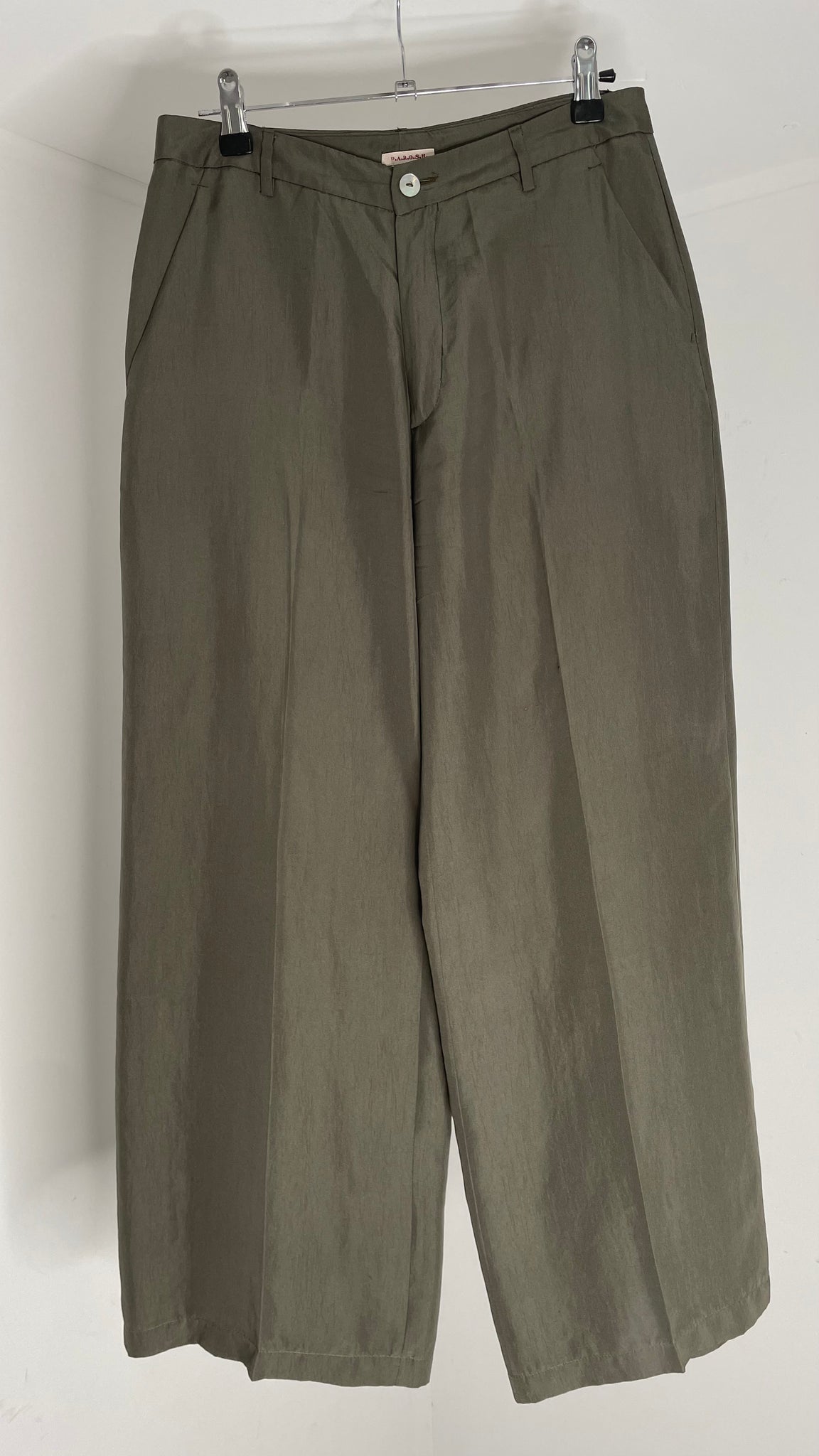 Olive Silk Pants S