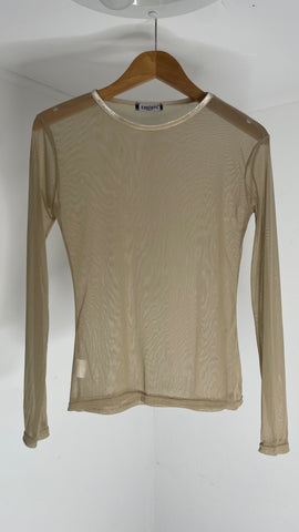 Beige Mesh Top S