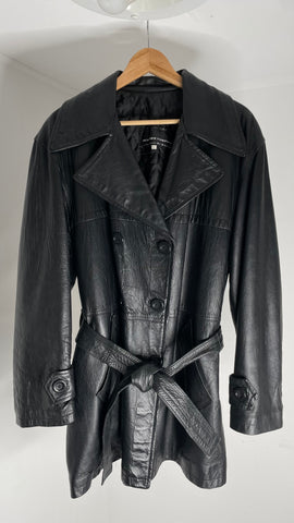 Leather Peacoat L