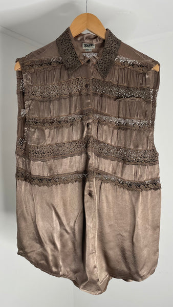 Brown Silk Lace Top L