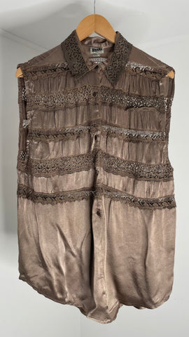 Brown Silk Lace Top L