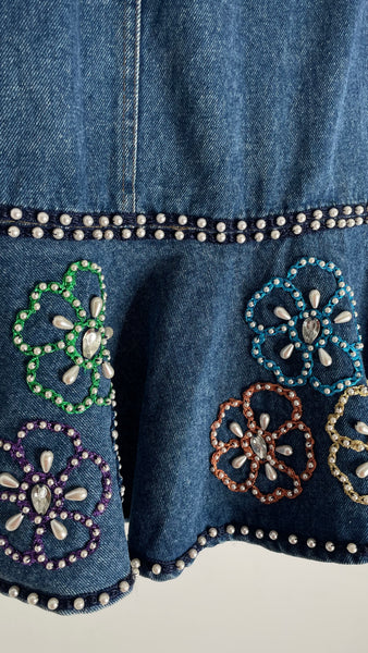 Bead Denim Skirt M