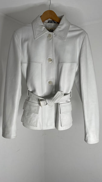 White Leather Jacket L