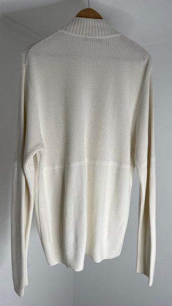 Ribbed Zip Sweater L