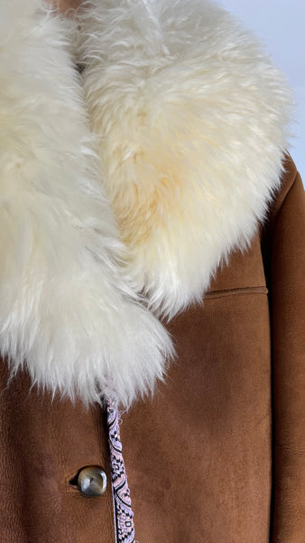 Cognac Shearling Coat M