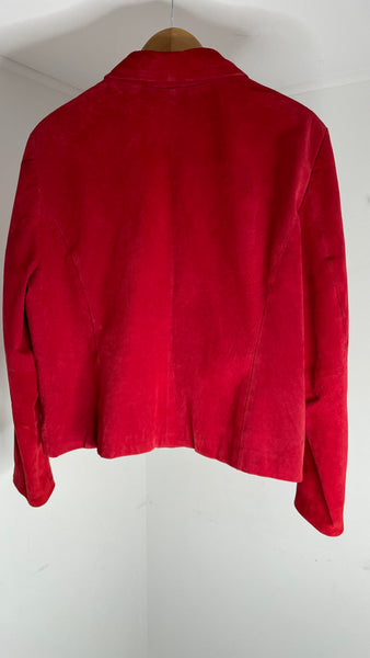 Red Zip Leather Jacket XXL