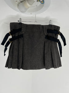 Plaid Pleat Mini Skirt L