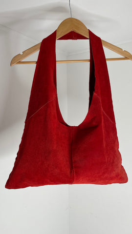 Cherry Suede Trapeze Bag