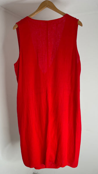 Cherry Linen Wrap Dress XL