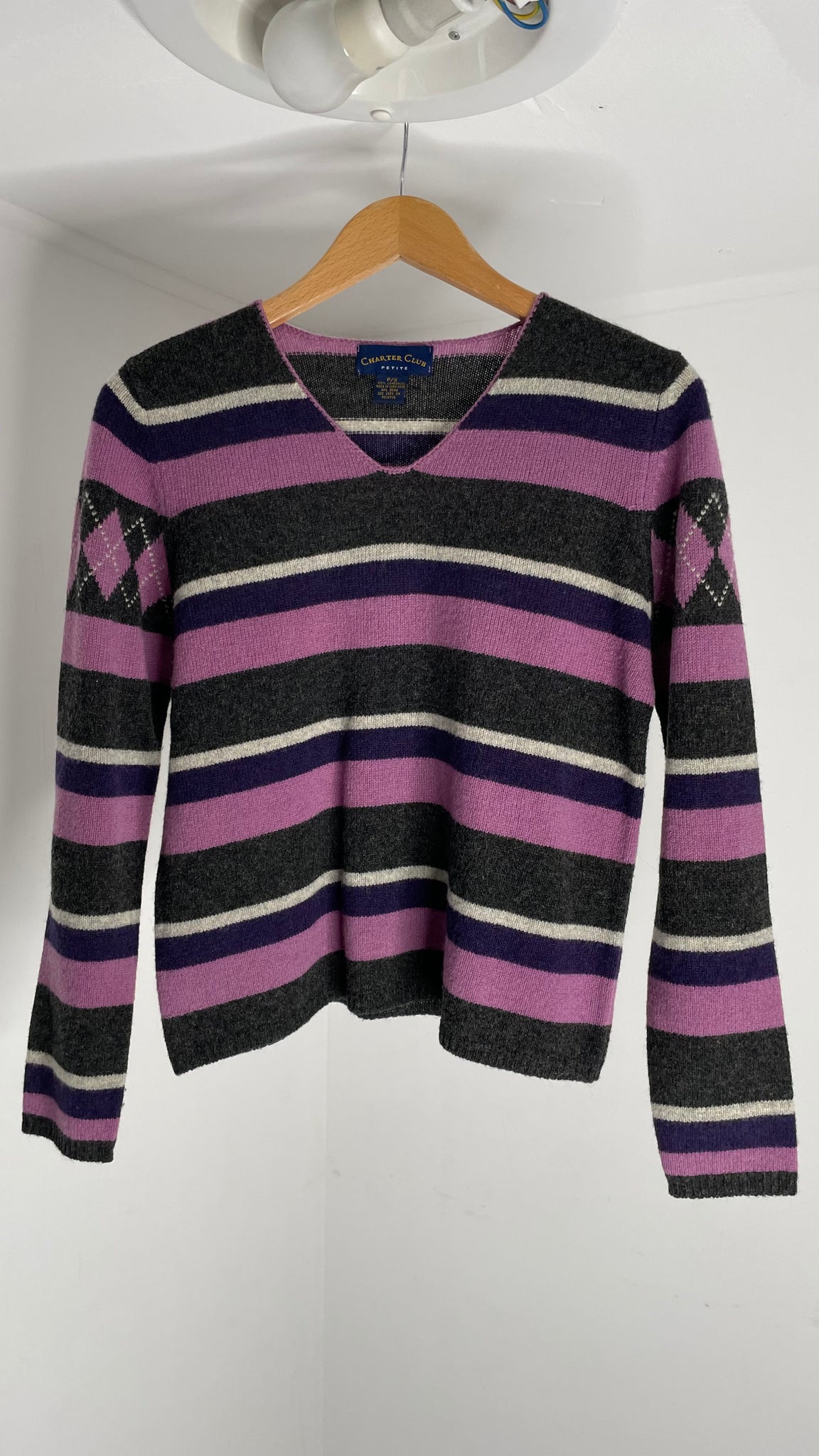 Purple Grey Wool Sweater S