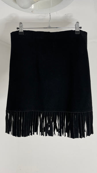 Suede Fringe Skirt L