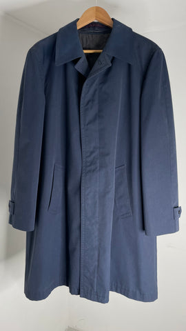 Blue Button Trench Coat L