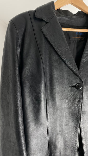 Button Leather Jacket S
