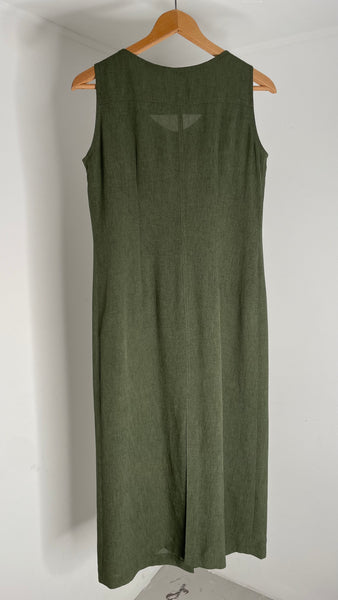 Green Button Dress M