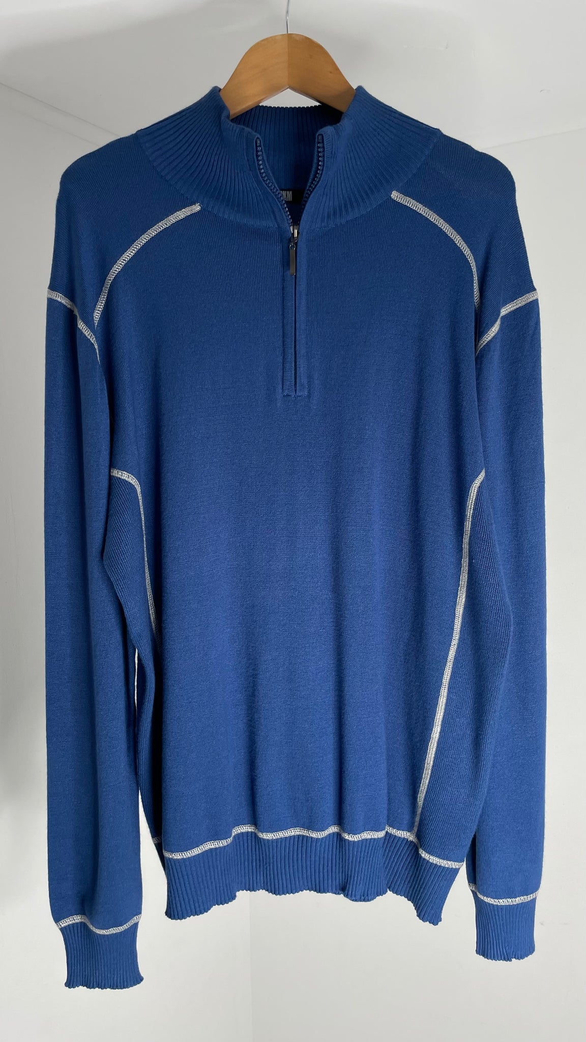 Blue Thread Zip Sweater L