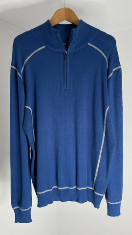 Blue Thread Zip Sweater L