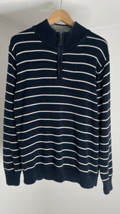 LLBean Stripe Zip Sweater L