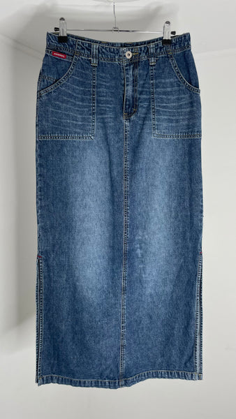 Denim Washed Maxi Skirt M