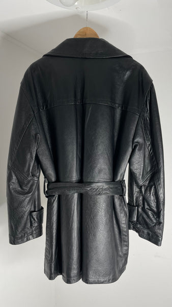 Leather Peacoat L