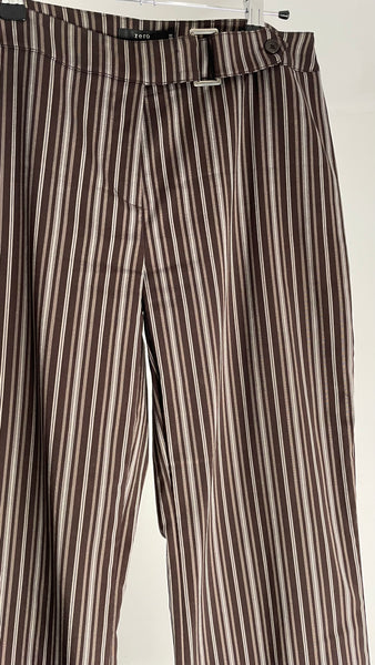 Brown Stripe Flare Pants EU38