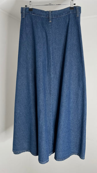 Velvet Button Maxi Skirt L