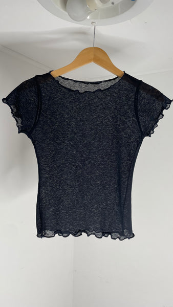 Navy Sheer Trim Top M