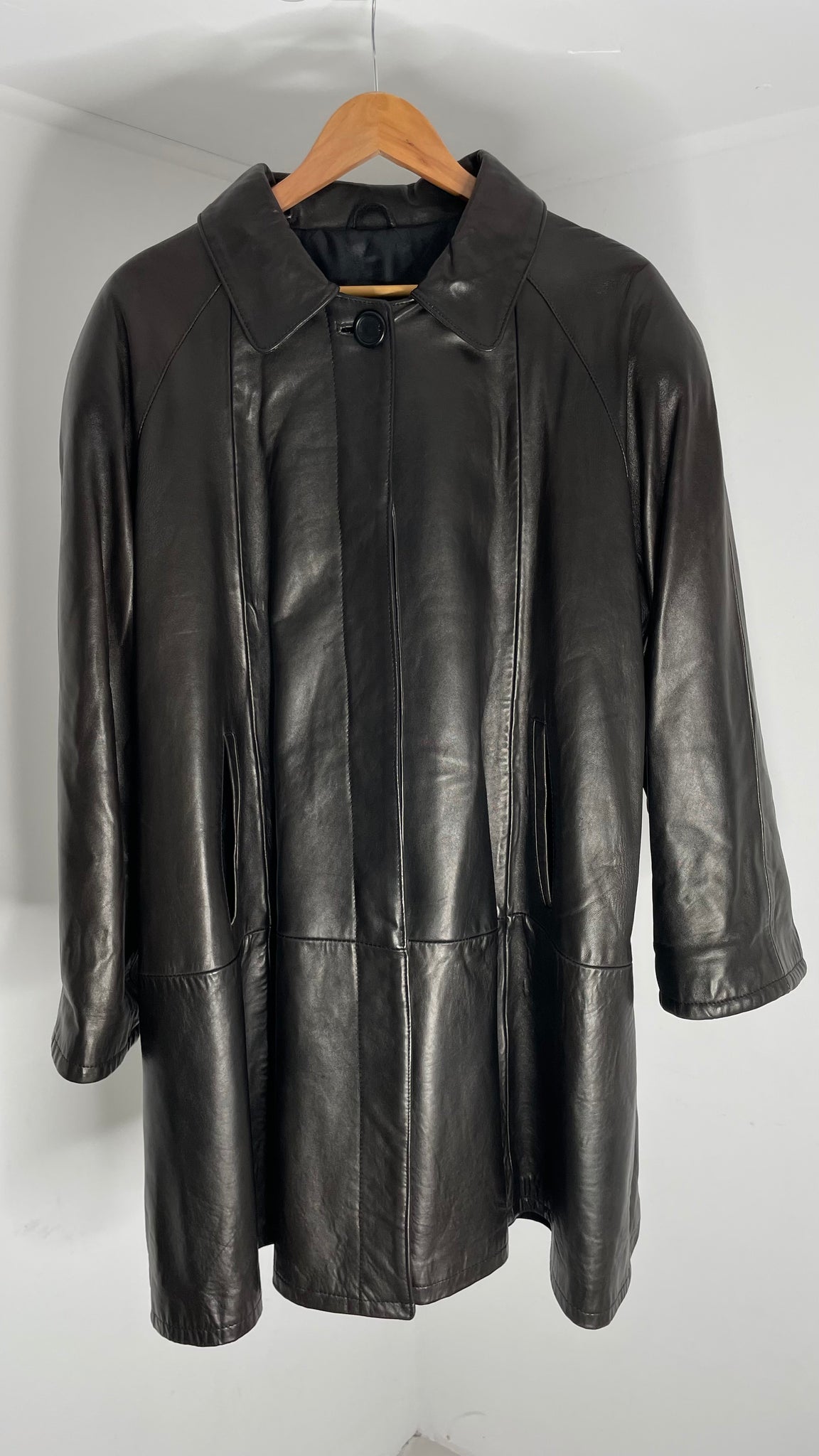 Espresso Leather Wide Jacket XL