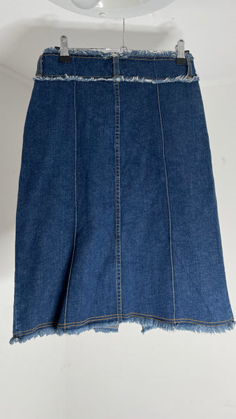 Fringe Denim Skirt S