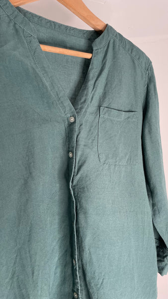 Teal Linen Top L