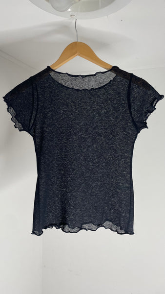 Navy Sheer Trim Top M