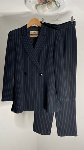 Selene Blue Pinstripe Suit S