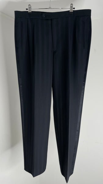 Blue Satin Pinstripe Pants L