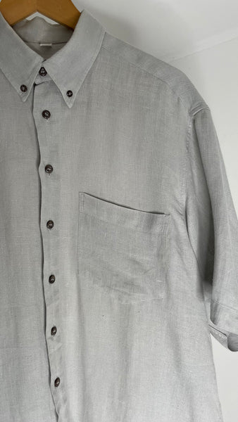 Grey Linen Pocket Top L