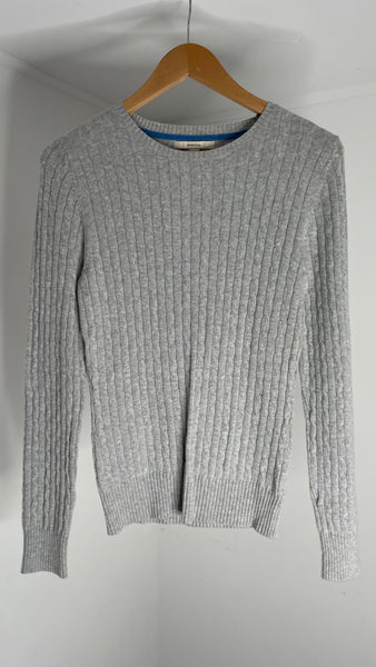 Grey Cable Sweater M