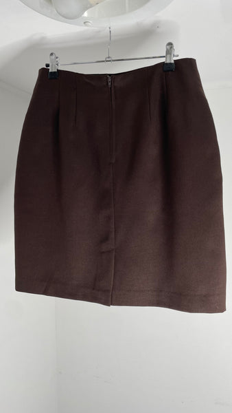 Brown Wool Skirt L