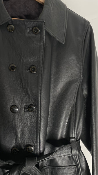 Leather Pea Coat M